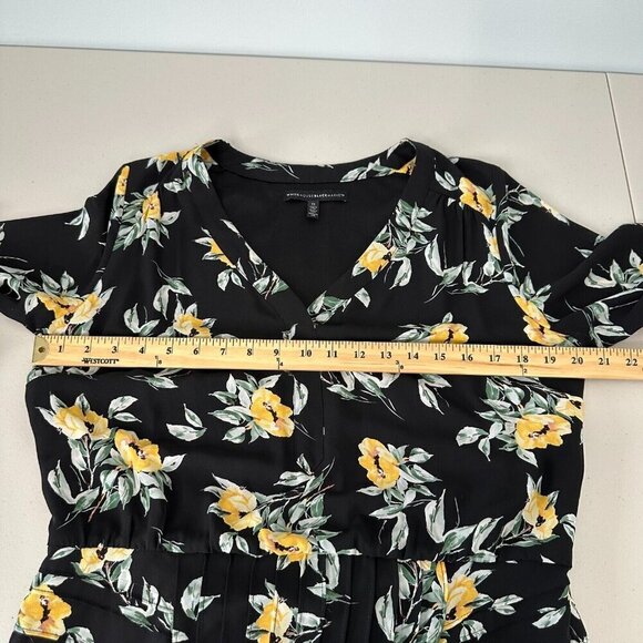 WHBM Floral Dress Size 12 Black Yellow V-Neck Boho - Picture 7 of 11